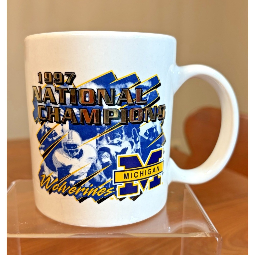 Michigan Wolverines 1997 National Champions Perfect Season Football Mug White